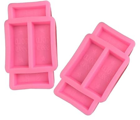 Parliky 2pcs Pink Silicone Gold Bar Mold Set 4-Connected Bars Candy Making Mold Chocolate Mould for Baking and DIY Confectionery