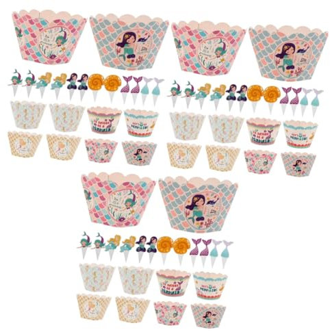 Cabilock 72 Stk Cupcake-Tassen cupcake wrappers Cupcake Wrapper für Halloween Kuchen Topper Geschenkpapier für Meerjungfrauen Golddekor Papierbecher Cupcake-Förmchen Cupcake-Halter Tassen