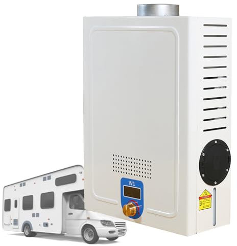VNATWGOO Chauffe-Eau Instantané sans RéServoir, Chauffe-Eau Diesel Instantané, avec Affichage NuméRique à LED, Chauffe-Eau à TempéRature Constante, pour Camping-Car Et ActivitéS De Plein Air
