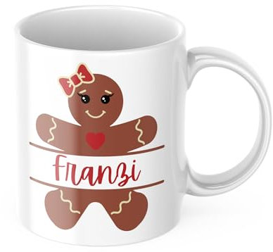 drunkLY Weihnachtstasse mit Namen - personalisierter Keramik Kaffee-Becher – personalisiert, Weihnachtstasse - Glühwein-Tasse - Nikolaus & Wichteln Geschenk-Idee (Keks)