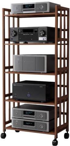 Generisch 3/4/5-lagiges HiFi-Audiogehäuse, Bambus-HiFi-Rack, AV-Regal mit Rolle, HiFi-Audiogehäuse, Audio-Video-Komponenten, Stereoanlage, Audio-Video-Komponenten (braun, 80 x 38 x 158 cm (5 Ebenen))