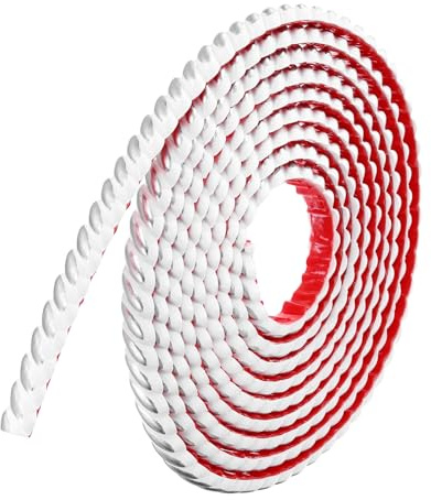 sourcing map Garniture de moulage autocollante pour murs, 2 cm x 4,9 m, bande de moulage flexible, bande de panneau mural, bordure de papier peint pour bricolage, sol, plinthe, blanc/argenté