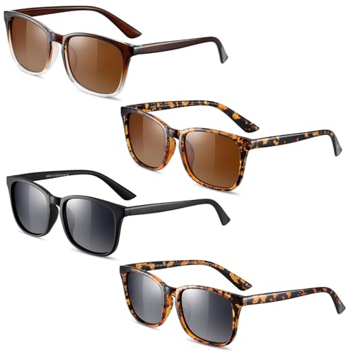 GGSTDDUP 4 Pairs Polarized Sunglasses for Women Men, Trendy Sunglasses UV400(Black Brown)