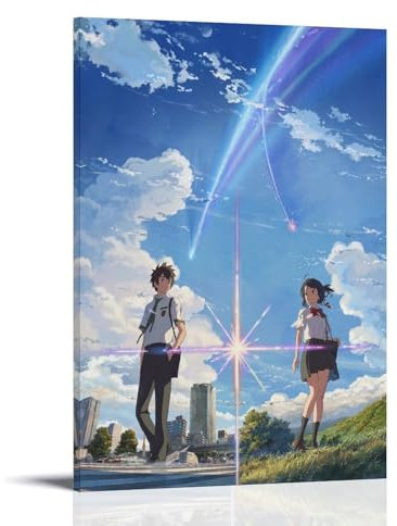 Póster de película de anime Kimi No Na Wa Your Name Póster Pintura Decorativa Lienzo Arte de Pared Salón Póster Dormitorio Pintura, Arte de Pared Impresión de Imagen Moderna Decoración de Habitación