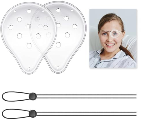 2 Pcs Transparent Eye Shield After Surgery, 9 Hole Plastic Ventilated Clear Eye Patches After Cataract Surgery Recovery, Adjustable Durable Protective Eye Masks, Eye Care Accessories for Adults