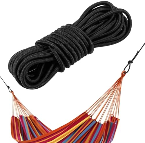 10 m x 6 mm gummisnodd gummirep för släpvagnspresenning, svart gummisnodd, expanderrep, hängande lina spännrep, UV-resistent för presenning, presenning, tält, camping, nät