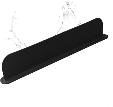 Kitchen Sink Splash Guard Silicone Sink Water Splash Guard Splatter Baffle Board With Sponge Holder For Home Countertop Protector(black)