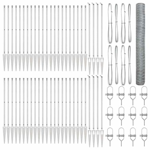 vidaXL Fence with Posts Silver 1.2 x 100 m PVC-Coated Steel, Garden and Terrace, Durable Yard Divider, Outdoor Fence, Lawn Enclosure, Boundary Solution, Panel for Safety
