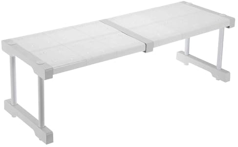 HARFINGTON Expandable Cabinet Tension Shelf 18.5 to 26.77 Adjustable Cabinet Organizer 22 x 9.45 Flower Pattern Table Storage Rack for Wardrobe Cupboard Kitchen Bedroom