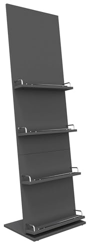 Aigentlich Prospektständer Broschürenständer, 166x50x38cm, DIN-A4 Anthrazit | Sehr stabiler Katalogständer, Zeitschriftenständer, Flyerständer inkl. Werbefläche, Holz