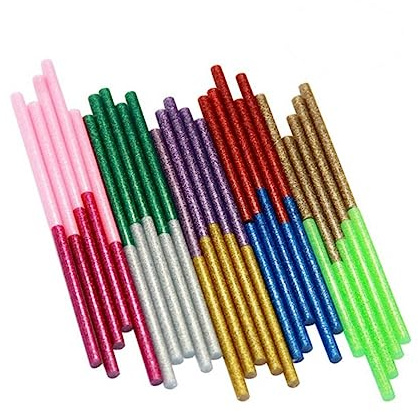 FUNNETOYU 50 piezas Barras de Pegamento Termofusible con Purpurina Colores Brillantes Adhesivo Fuerte y Rápido Secado Barras de Pegamento Eva Ecológicas para Manualidades Bricolaje y