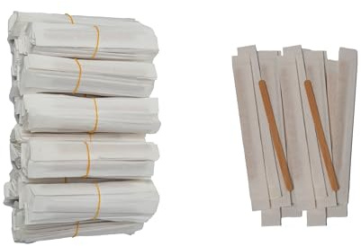 BIOVIRA Lot de 500 palettes de café jetables en bois bouleau 90 x 5 x 1,3 mm, Palettes de café jetables fabriquées en Italie