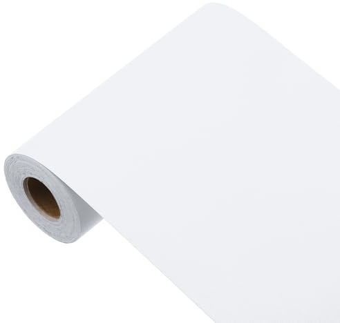 sourcing map Papier peint blanc pur à décoller et à coller, papier peint autocollant en vinyle de couleur unie, décoration murale pour revêtement mural (998,2 x 15 cm)