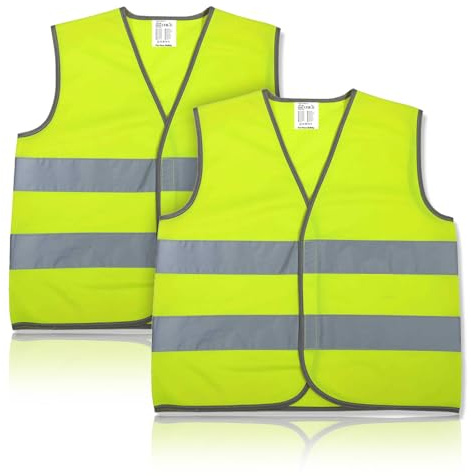 Terilamy 2 Pack Hi Vis Vests for Kids, High Visibility Reflective Vest, School Safety Vest, Yellow High Vis Jacket with Reflective Strips for Kids Girls Boys Outdoor Traffic Work, Construction - M