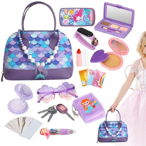 Leksaksväska | Fake Makeup Kit | Interaktivt Och Sensoriskt Lekset För Familjefester Utomhus Födelsedag Hem Skola Festival Lekrum Resor | För Flickor Åldrar 3-6 år