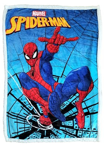 Disney Manta Sedalina Sherpa, 100x140cm, 8 diseños, Stitch, Mickey, Minnie, Spiderman, Princesas, Avengers, Bluey. (Spiderman)