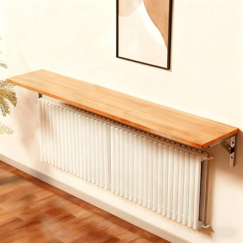 Etagere Radiateur, Bois de pin, Support Tablette Radiateur, Planche Etagere, pour Salon, Chambre à Coucher, Couloir(80x20x1.6cm/32x8x0.6in)