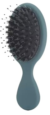 Natürliche Schweineborsten, oval, Haarbürste, Kamm, Kopfhautmassage, tragbares Styling-Werkzeug (dunkelgrün)