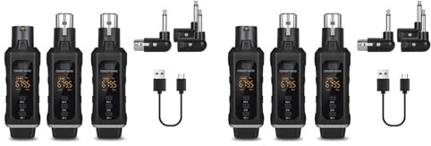 FOIJPPINP 2X Adattatore XLR Condensatore 48V Trasmettitore Ricevitore Microfono Wireless per Microfono Dinamico Chitarra Mixer Audio