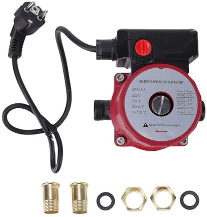 Eujgoov Warmwasser-Umwälzpumpe, 65 L/min, 46 W, 67 W, 100 W, 3 Geschwindigkeiten, Verstellbar, 6 M, Abgeschirmte Umwälzpumpe, NPT 1 Zoll, mit NPT 3/4 Zoll-Anschluss für Elektrische (EU-Stecker 220 V)