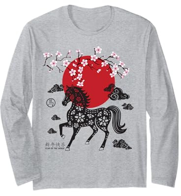 Nouvel an Chinois 2026 Année du Cheval de feu Signe du Zodiaque Manche Longue