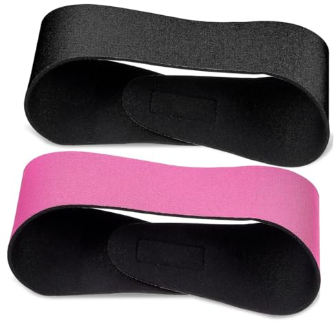 ARTIBETTER Lot de 2 Bandeaux de Protection Auditive de Natation pour Garçon et Filles et Tout-Petits, Taille Moyenne, Couleurs Noir et Rose, Tissu Doux et Ajustable, Bandeaux Étanches