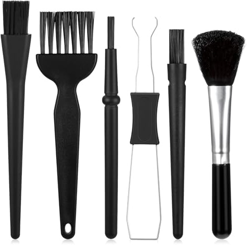 6 cepillos pequeños de limpieza de teclado con extractor de teclas, kit de limpieza de teclado mecánico con mango de polipropileno, cepillos antiestáticos de nailon, mini cepillos limpiadores de