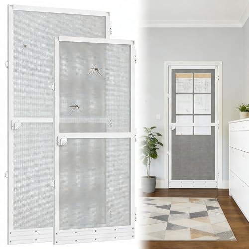Kidsgigglz Fliegengitter Tür 120×240cm mit Alu-Rahmen, Insektenschutz aus Fiberglasgewebe, Mückengitter Insektenschutztür für Balkontür & Terrassentür, Insect Screen, Individuell Zuschneidbar