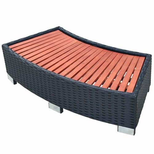 Spa-ingång poly rotting svart 92 × 45 × 25 cm med aluminiumfötter, väderbeständig poollstege och stigstege för bubbelpool, pooltrappa med halkfri plattform och stabil