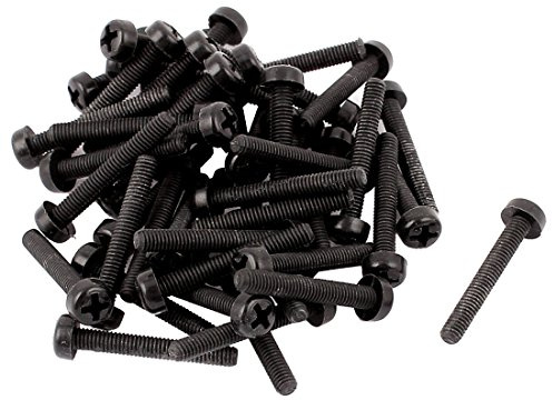 sourcing map M3 x 20 mm Nylon Phillips Kreuz Pan Head Maschine Schrauben schwarz 50 PCS de
