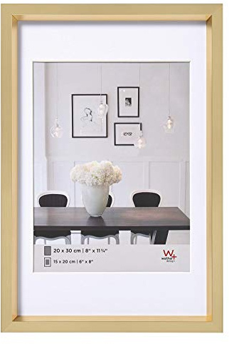 walther design Bilderrahmen gold 50 x 60 cm mit Passepartout, Steel Style Kunststoffrahmen ES060G