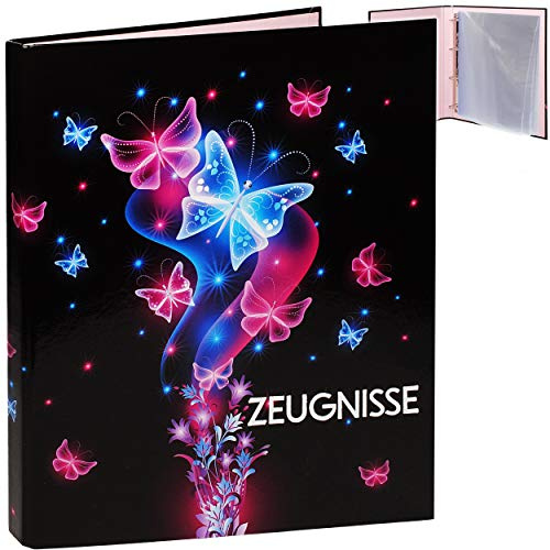 alles-meine.de GmbH Zeugnismappe/Ringbuch/Zeugnisringbuch - Zeugnisse Schmetterlinge & Blumen - incl. 20 Seiten / 10 Einsteckseiten - dokumentenecht - Einlagen - A 4 - Doku..
