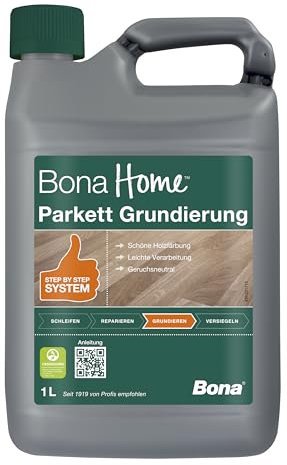 Bona Home Parkett Grundierung 1 L, Holzgrundierung, Klarlack, Holzschutzgrund, Holzboden Parkettlack, Parkettpflege versiegeltes Parkett