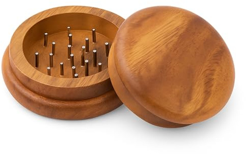 Weedness Holz Grinder Ø 50 mm aus Ebenholz handgefertigt - Cruncher Crusher Wood Mini klein Crunsher Zubehör Kräutermühle Set Gewürzmühle