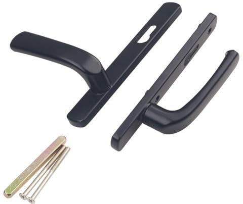UPVC Door Handle, 85mm PZ (Centres) Black Replacement Handles with Matching Parts, 1 Pair/Set, 210mm