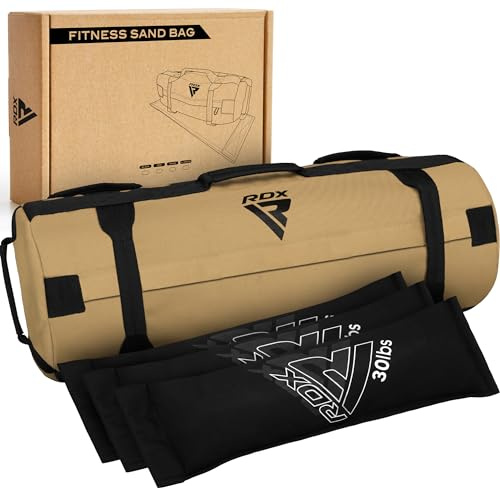 RDX Fitnessbeutel für Krafttraining Leste Sandbag Powerbag Medizinball (Khaki, 5 bis 25 LB)
