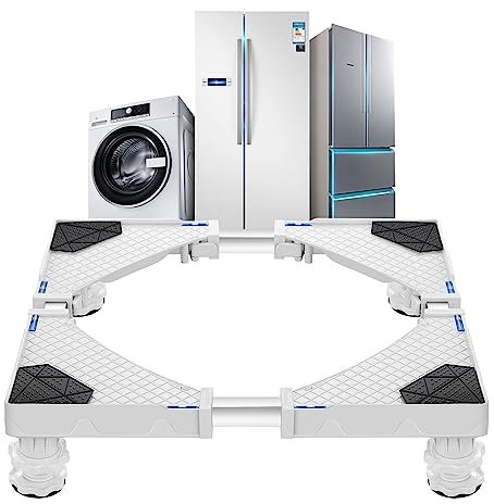 [en.casa] Waschmaschinen-Untergestell Marklohe Waschmaschinen Sockel mit 4 Füßen Podest max. 300 kg Edelstahl Weiß
