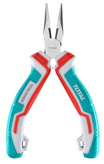 TOTAL - Alicate Mini Plano - 115 mm - Compacto y Versátil - Adecuado Para Doblar Alambre - Máxima Precisión - Fabricado en Cromo Vanadio - Mango Bimaterial