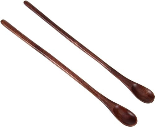 EdirFtra 2 cucchiaini Lunghi del Manico, Cucchiaio di Legno di Stile Giapponese, Cucchiaio di Miele Vintage, Cucchiaio Piccolo, 23cm