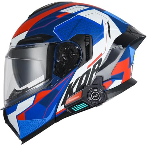 Bluetooth Motorradhelm Motorrad Klapphelm Mit Doppelvisier Mikrofon Vollvisierhelm Rollerhelm ECE Zertifiziert Modularer Helm Stoßfester Integrierter Helm Für Damen Herren 9,M:57-58CM