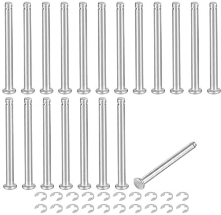 QUARKZMAN 20er Set M4x45mm 304 Edelstahl Zylindrischer Wellensicherungsring Positionierungsstift, Flachkopf gerillter Scharnierzylinder Positionierungsstift mit E-Clip Sicherungsring, Silber