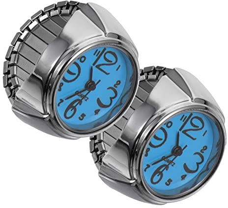Holibanna 2 Stück Kleiner Ringuhren Quarzuhr Aus Legierung Mit Blauer Anzeige Für Damen Und Herren Kreative Fingeruhren Als Modisches Geschenk Und Praktische Zeitanzeige