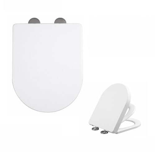 Familien-Toilettensitz, 2-in-1, Absenkautomatik, mit integriertem Kindersitz, Töpfchentraining, abnehmbarer Kindersitz mit Schnellverschluss, ovale D/V-Form (D-Förmig)