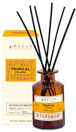 Helan Tropical Colada - Raumduft, Raumduft mit Kiwi, Honig, Melone und Vanille Diffusor Sticks, Deodorant Geschenkideen und Raumdüfte 100 ml - Made in Italy