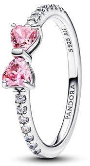 PANDORA Timeless Funkelnde Rosafarbene Schleife Ring aus Sterling Silber mit Zirkonia, Größe: 54, 193510C01-54