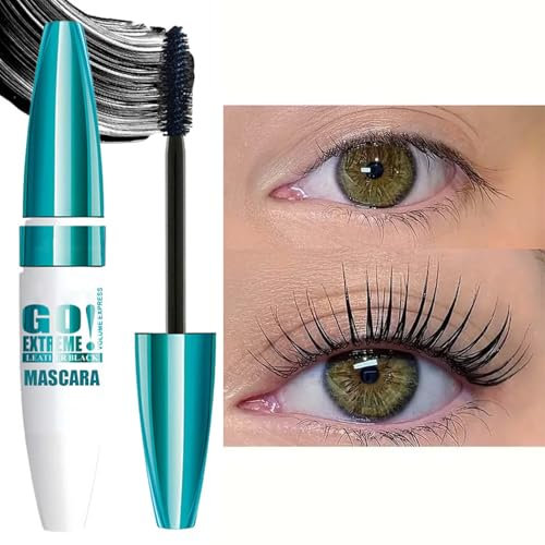 Wimperntusche Wasserfest, 5D Schwarz Mascara für extra Definition & Volumen, Lang anhaltende & Wischfest Wimperntusche Lange Wimpern, Volumizing & Curling Augen Makeup, Falscher Wimpern Effekt