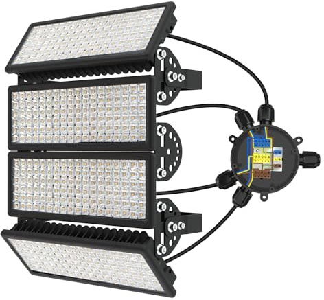 BERSUANG 56000LM LED Strahler Außen, 400W 230V Scheinwerfer Flutlicht, 3000K Warmweiß Flutlichtstrahler LED IP67 Wasserdicht Außenstrahler für Hof, Garage, Sportplatz Schwarz