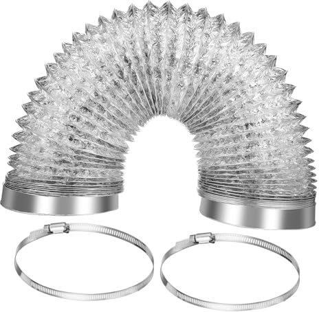 VILLFUL Tubo Flexible para Extractor de Cocina Manguera de Ventilación Resistente al Calor de Aluminio y Abrazaderas Ajustables para de Aire