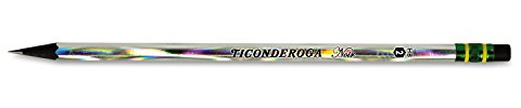 Ticonderoga Noir Black Wood-Cased #2 Pencils, Holographic Design, 12 Count