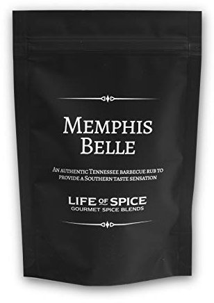 Life of Spice Memphis Belle BBQ Rub | All Purpose Meat Rubs and Seasoning, for Meat, Fish and Veg | 60g Pack with Recipe Card | Paprika, Mustard and Chipotle | Authentic Tennessee BBQ Rubs and Spices